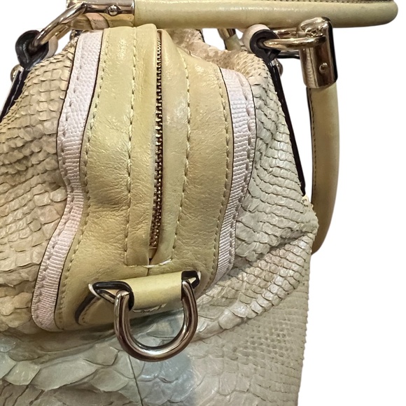 COACH PYTHON SNAKE PRINT LEATHER WOMEN'S SATCHEL HANDBAG LIME/YELLOW - Picture 6 of 13